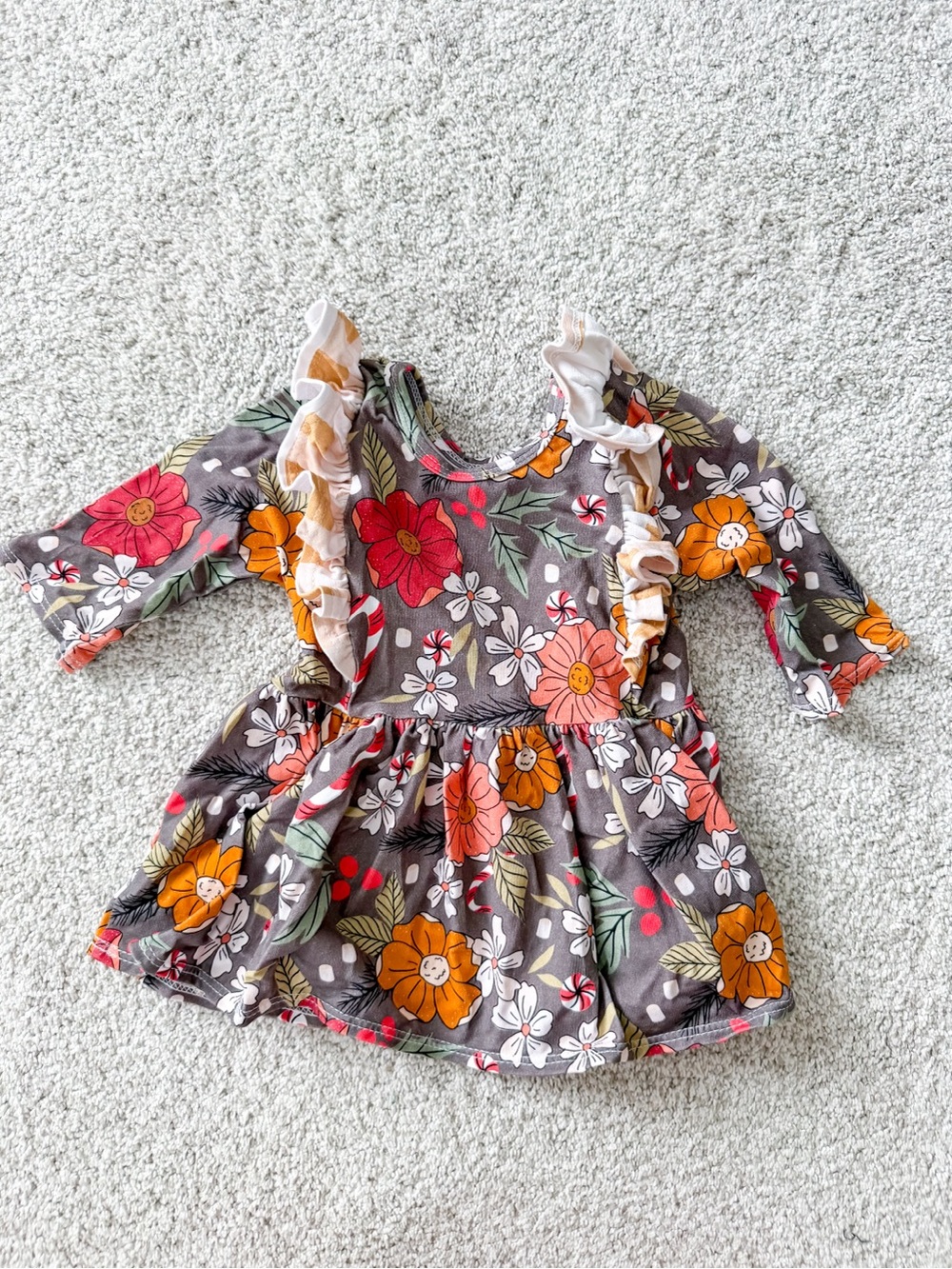 3/4 Sleeve Floral Ruffle Peplum Top
